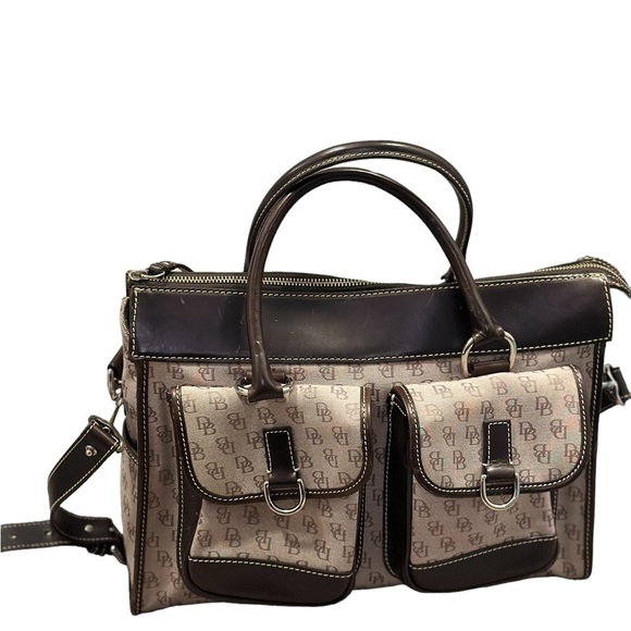 Dooney &Bourke Canvas Double Pocket Handbag with Leather Trim - Picture 9 of 15